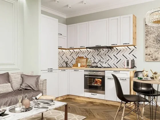 Кухонный гарнитур VIVAT "Барселона-04", угловой, ЛДСП. МДФ, цвет белый